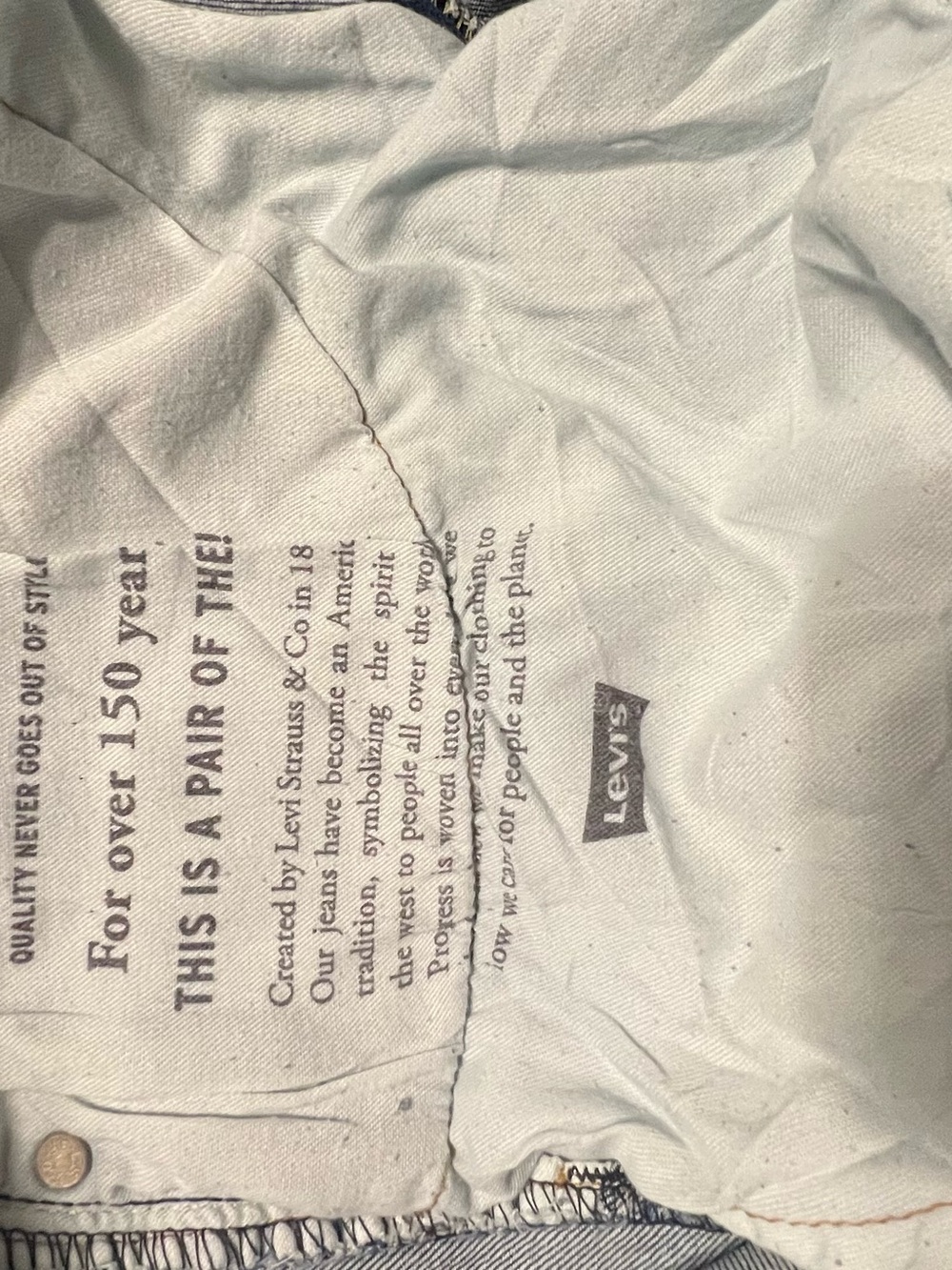 Levi's light blue interior denim with printed logo